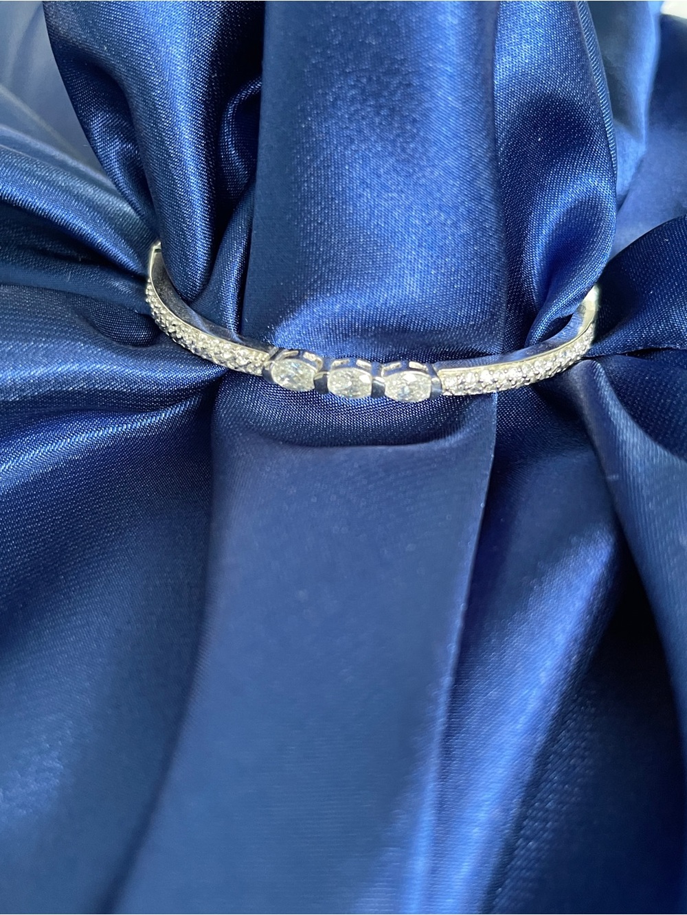 Elegant Silver Crystal Cuff Bracelet - Sparkling White Stones